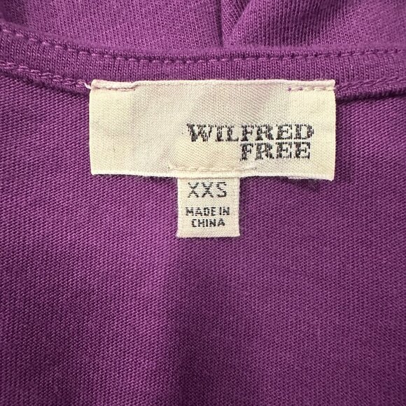 Aritzia Wilfred Free Short Sleeve Top Womens Size XXS Purple Side Slit Loose Fit - Picture 5 of 7